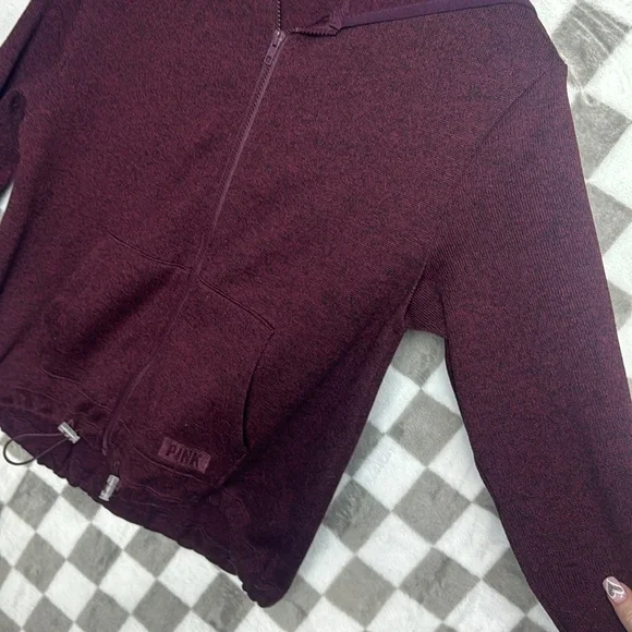 PINK/ VS Zip Up Long Sleeve Hoodie S / Small with pockets beside zipper Plum - Picture 6 of 8